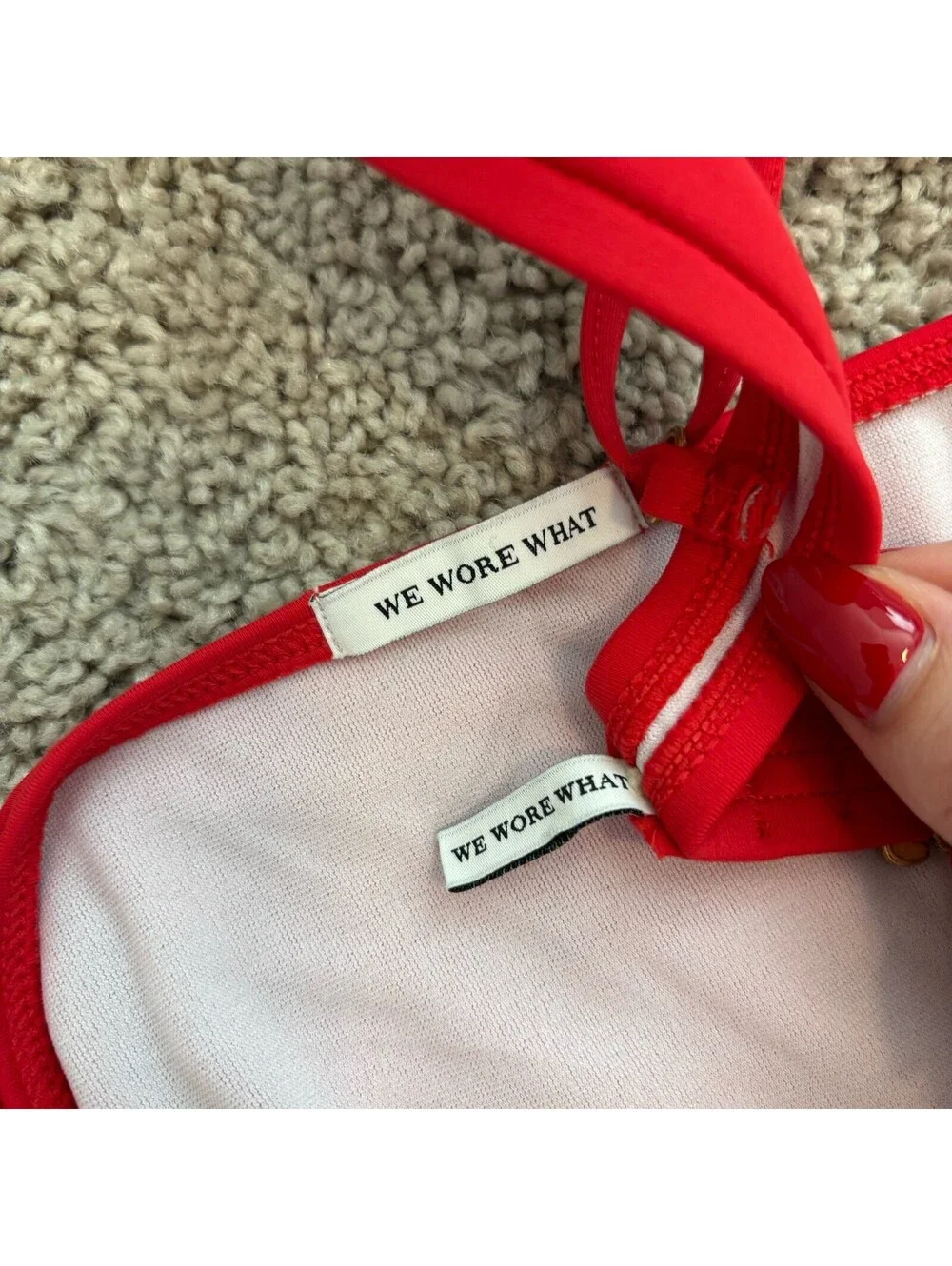 Weworewhat Cherry Red Bikini Set High Waisted Retro Beachy Vacation Size Medium